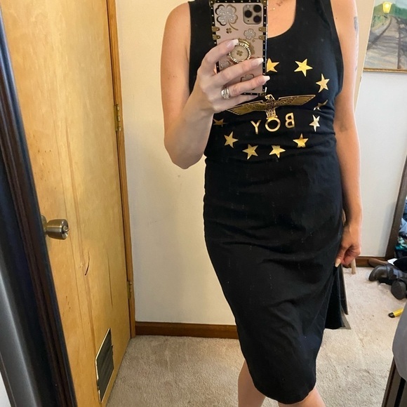 Boy London Gold Foil Logo Midi Dress - Picture 4 of 14